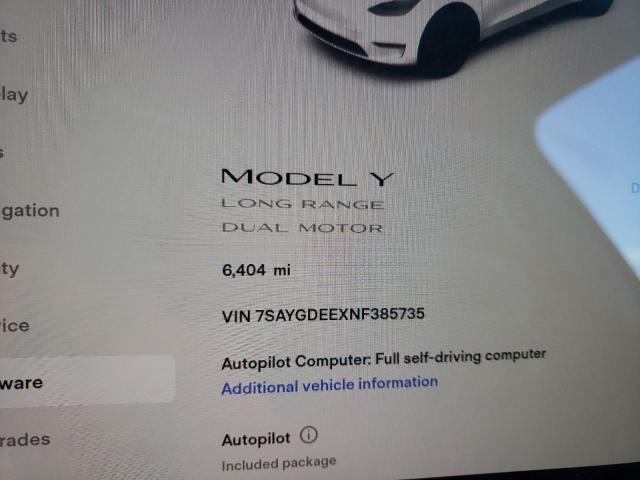 7SAYGDEEXNF385735 | 2022 Tesla model y