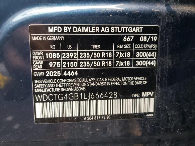 VIN WDCTG4GB1LJ666428 2020 Mercedes-Benz GLA-Class,... no.10