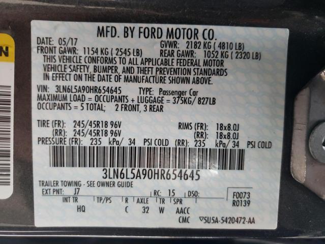 2017 LINCOLN MKZ PREMIE 3LN6L5A90HR654645
