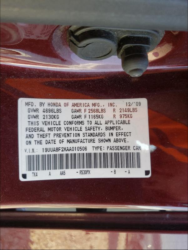 2010 ACURA TL 19UUA8F2XAA010506