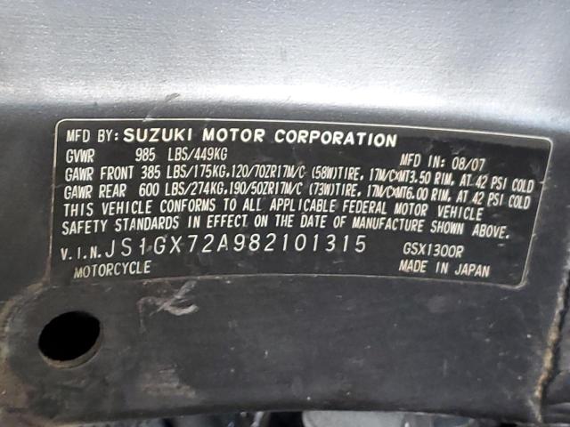 2008 SUZUKI GSX1300 R JS1GX72A982101315