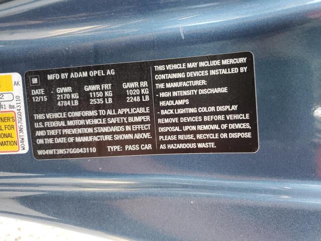 2016 BUICK CASCADA PR W04WT3N57GG043110