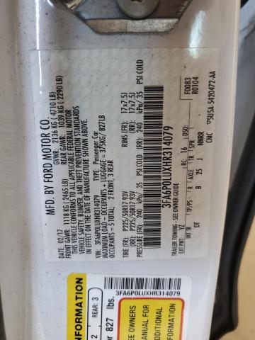 VIN: 3FA6P0LUXHR314079 Auction: COPART Lot: 61633632 Location: GA - TIFTON 3FA6P0LUXHR314079 FORD FUSION 2017 WHITE Photo 10