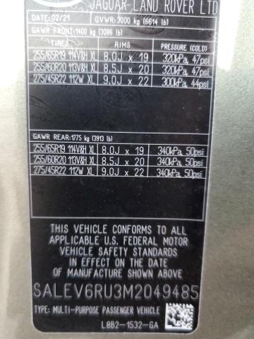 2021 LAND ROVER DEFENDER 9 SALEV6RU3M2049485