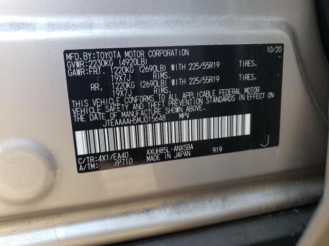 2021 TOYOTA VENZA JTEAAAAH5MJ015648