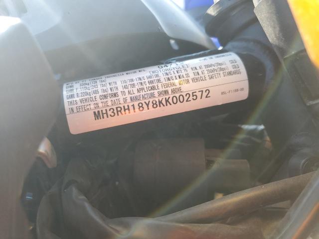 2019 YAMAHA YZFR3 A - MH3RH18Y8KK002572
