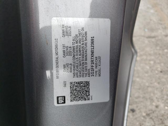 2022 CHEVROLET CAMARO LT1 1G1FF1R7XN0123691