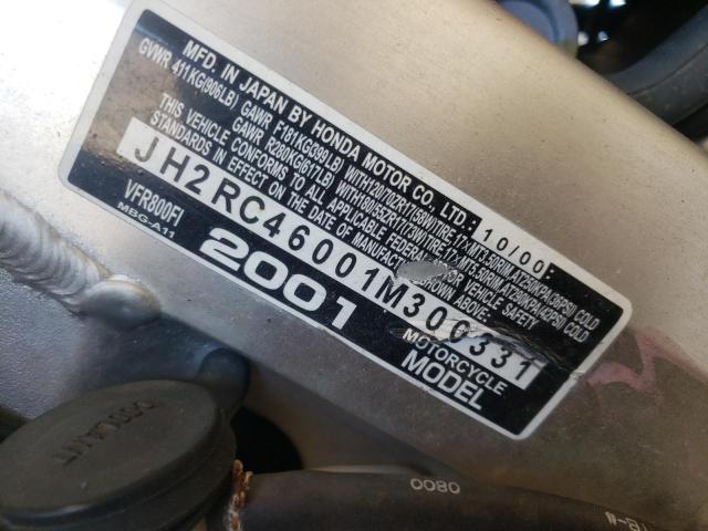 2001 HONDA VFR800 F1 JH2RC46001M300331