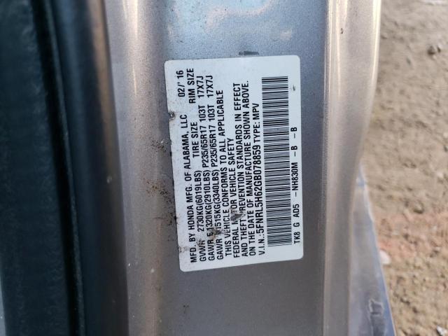 5FNRL5H62GB078859 2016 HONDA ODYSSEY, photo no. 10