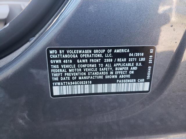 2016 VOLKSWAGEN PASSAT S - 1VWAT7A34GC052816