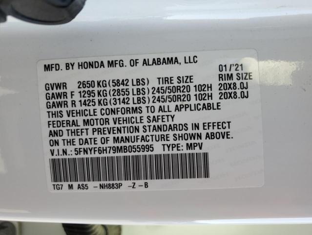 2021 HONDA PILOT BLAC 5FNYF6H79MB055995