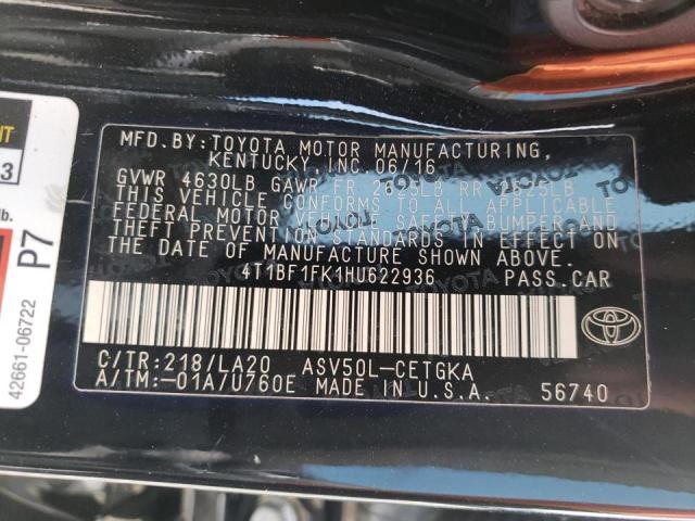 2017 TOYOTA CAMRY 4D 2 4T1BF1FK1HU622936