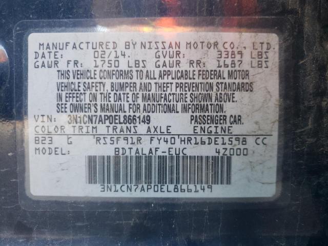 3N1CN7AP0EL866149 Nissan VERSA S
