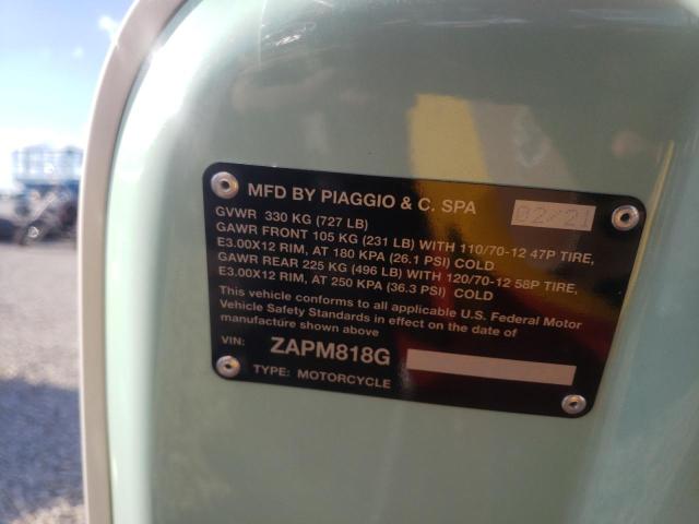 2021 PIAGGIO SCOOTER ZAPM818G2M5904022