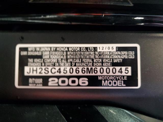 2006 HONDA RVT1000 R JH2SC45066M600045