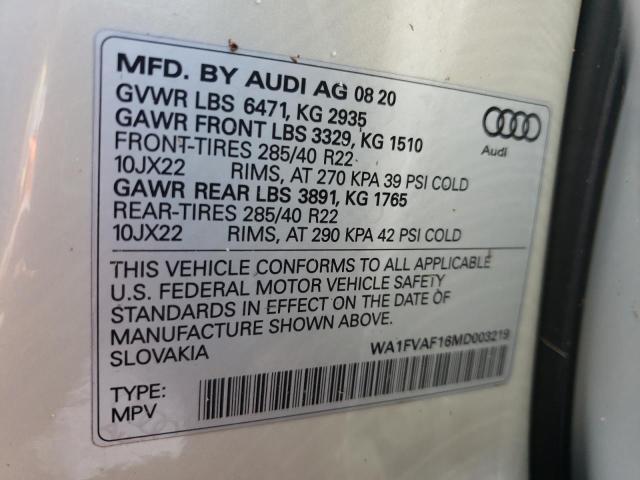 2021 AUDI Q8 PRESTIG WA1FVAF16MD003219