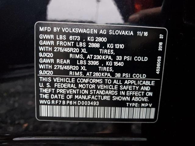 2017 VOLKSWAGEN TOUAREG WO WVGRF7BP6HD003493