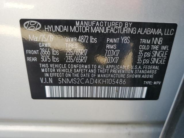 5NMS2CAD4KH105486 Hyundai Santa Fe Se