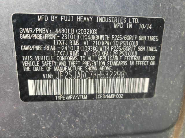 2015 SUBARU FORESTER 2 - JF2SJARC7FH532298