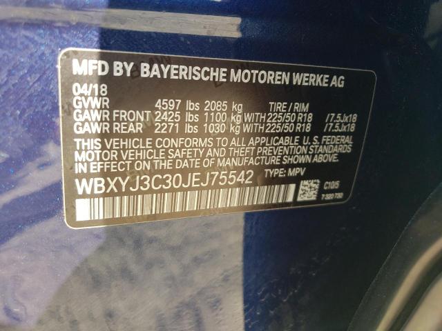 2018 BMW X2 SDRIVE2 WBXYJ3C30JEJ75542