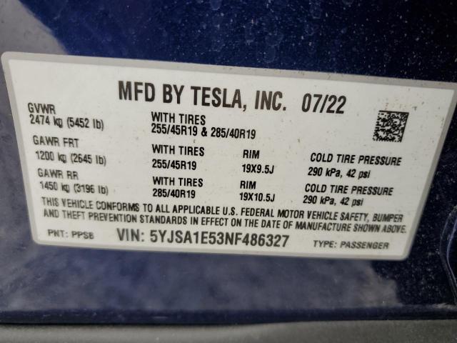 5YJSA1E53NF486327 Tesla MODEL S