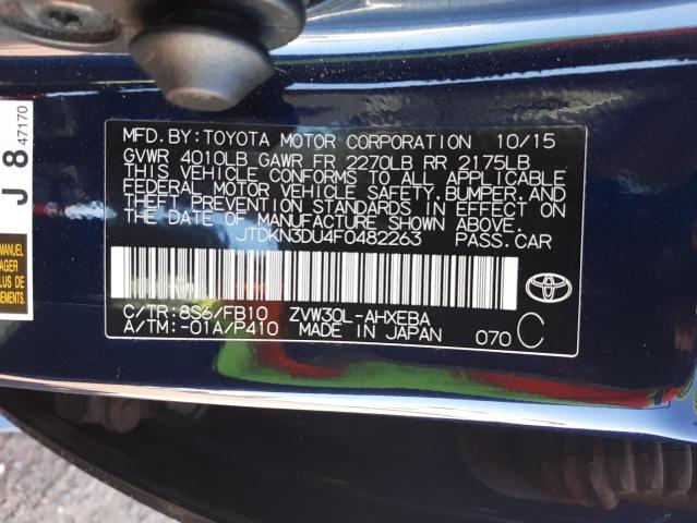 JTDKN3DU4F0482263 Toyota PRIUS