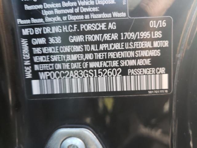2016 PORSCHE BOXSTER SP WP0CC2A83GS152602