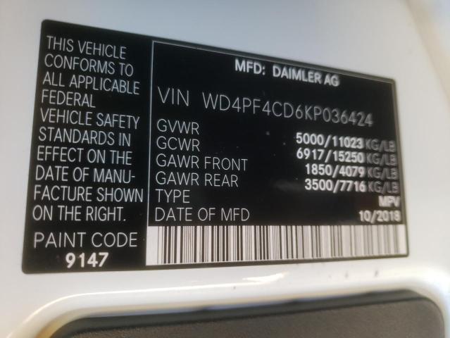 2019 MERCEDES-BENZ SPRINTER 3 WD4PF4CD6KP036424