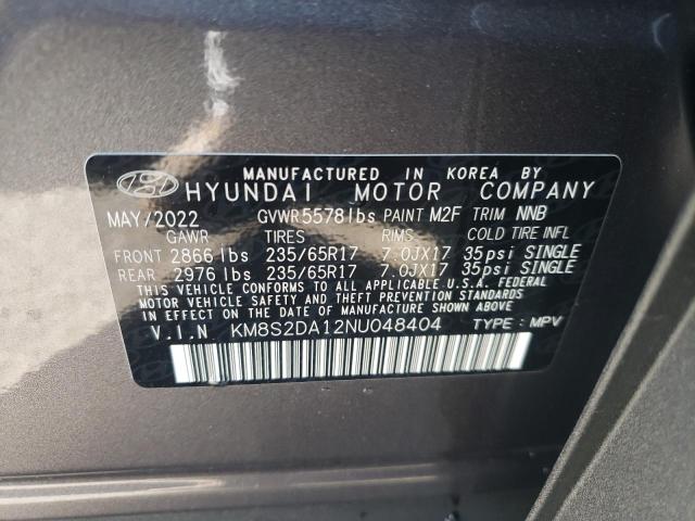 2022 HYUNDAI SANTA FE B KM8S2DA12NU048404
