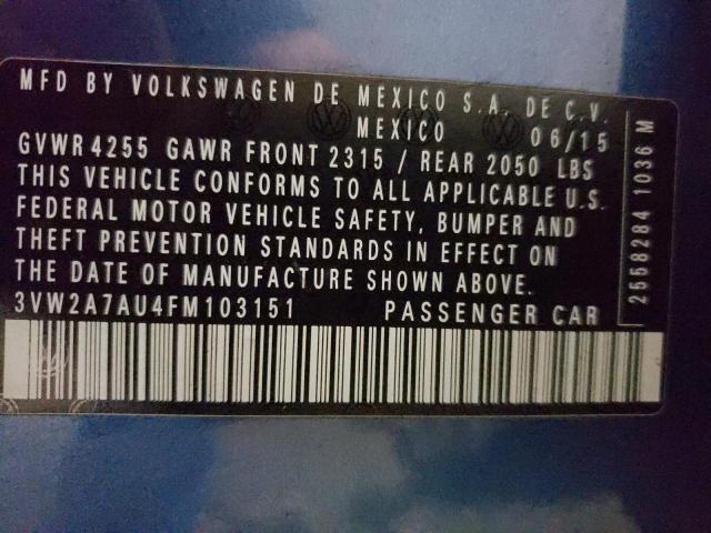 2015 VOLKSWAGEN GOLF TDI 3VW2A7AU4FM103151
