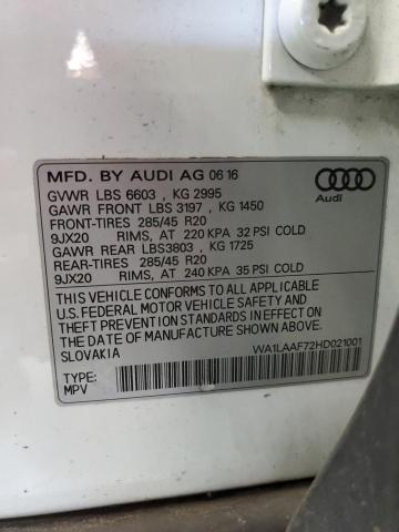 WA1LAAF72HD021001 2017 AUDI Q7, photo no. 10