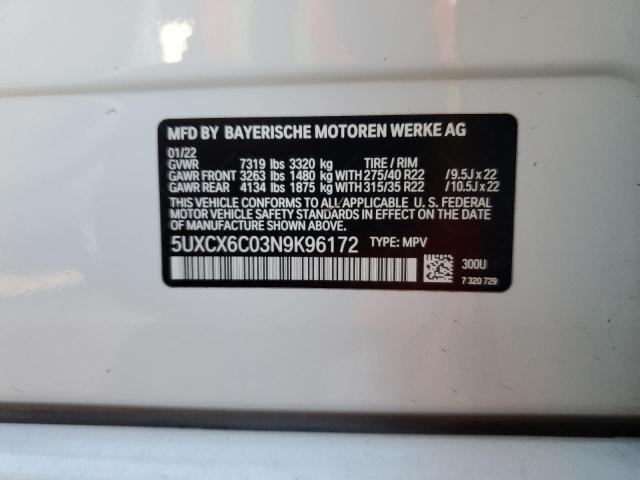 2022 BMW X7 M50I 5UXCX6C03N9K96172