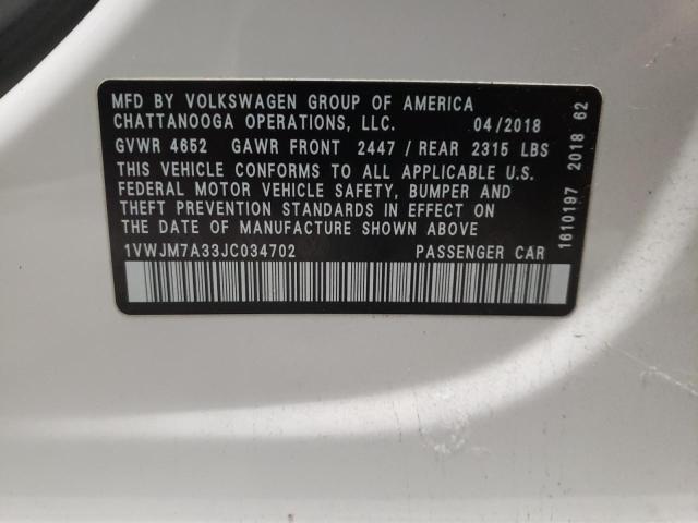 2018 VOLKSWAGEN PASSAT GT 1VWJM7A33JC034702