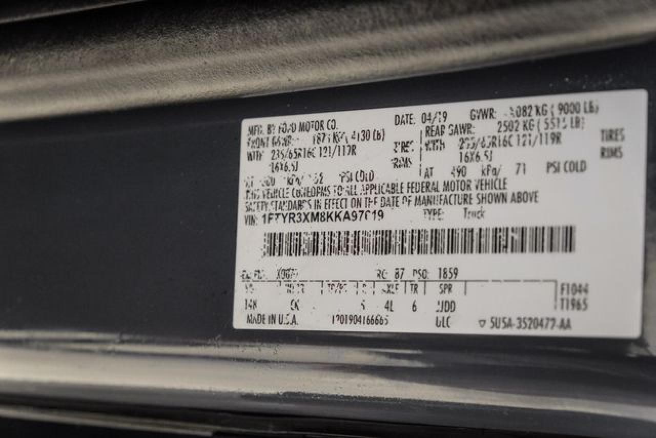 2019 Ford Transit T-250 VIN: 1FTYR3XM8KKA97619 Lot: 62614952