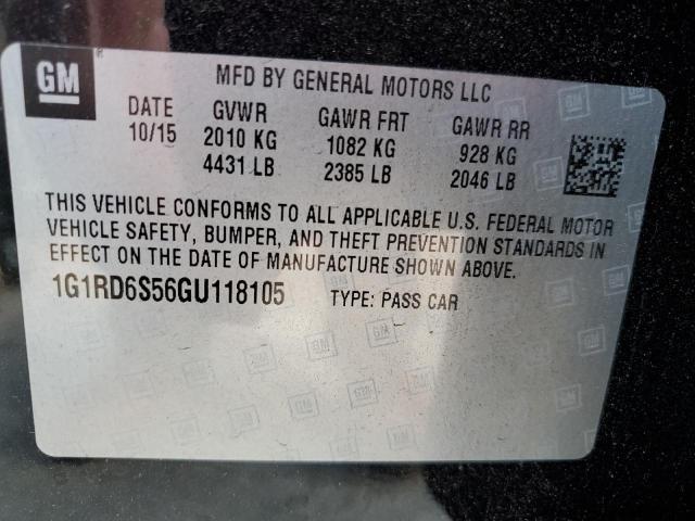 2016 CHEVROLET VOLT LTZ 1G1RD6S56GU118105