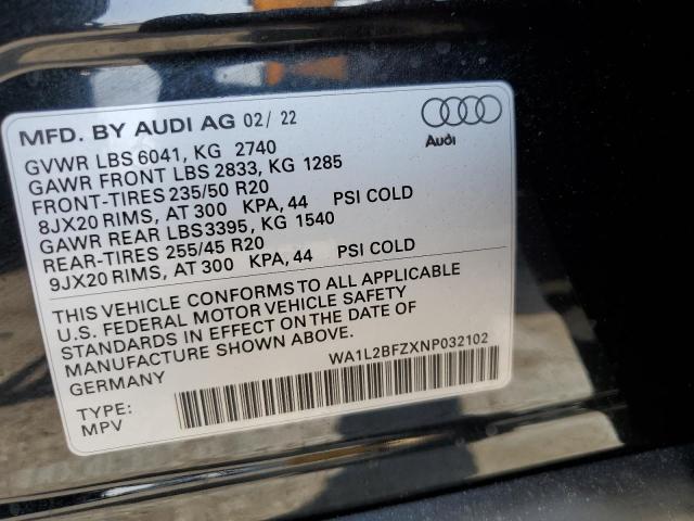 2022 AUDI Q4 E-TRON WA1L2BFZXNP032102