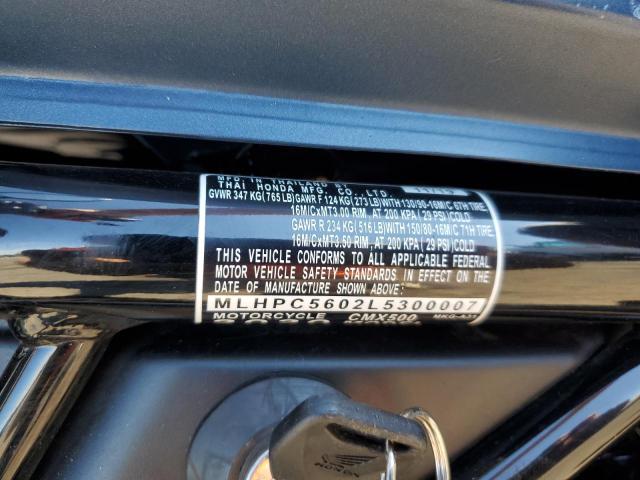 2020 HONDA CMX500 MLHPC5602L5300007