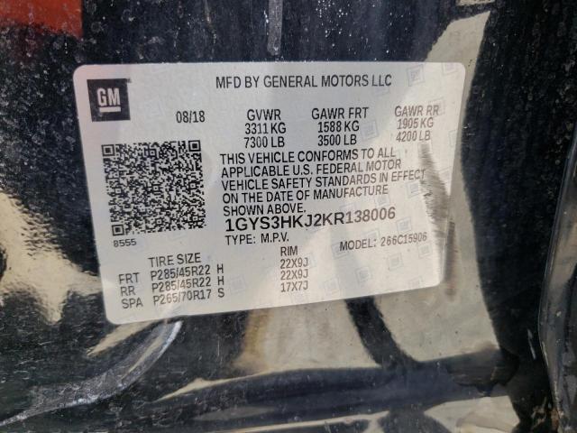 VIN: 1GYS3HKJ2KR138006 Auction: COPART Lot: 61412732 Location: MO - SPRINGFIELD 1GYS3HKJ2KR138006 CADILLAC ESCALADE 2019 BLACK Photo 10