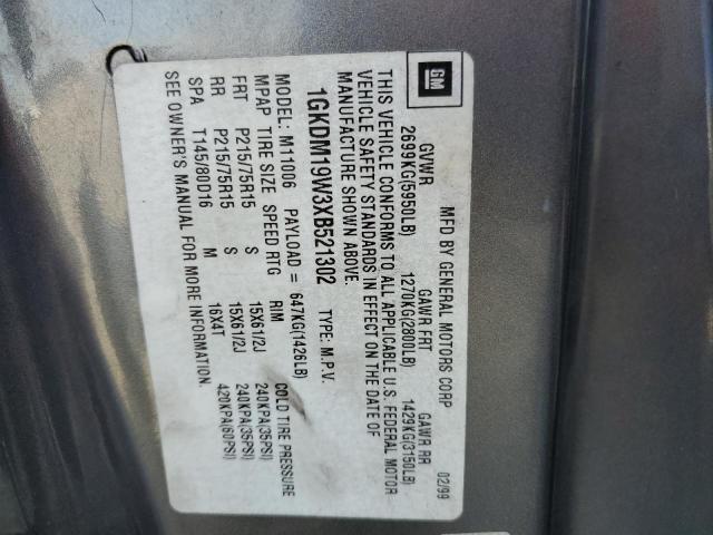 1GKDM19W3XB521302 GMC Safari Xt