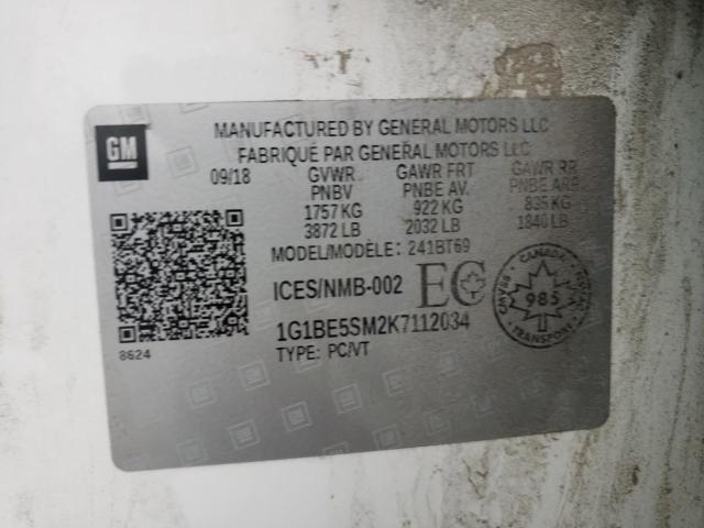 2019 CHEVROLET CRUZE LT - 1G1BE5SM2K7112034