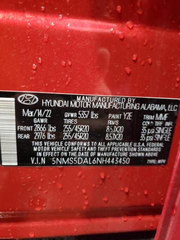 2022 HYUNDAI SANTA FE C 5NMS5DAL6NH443450