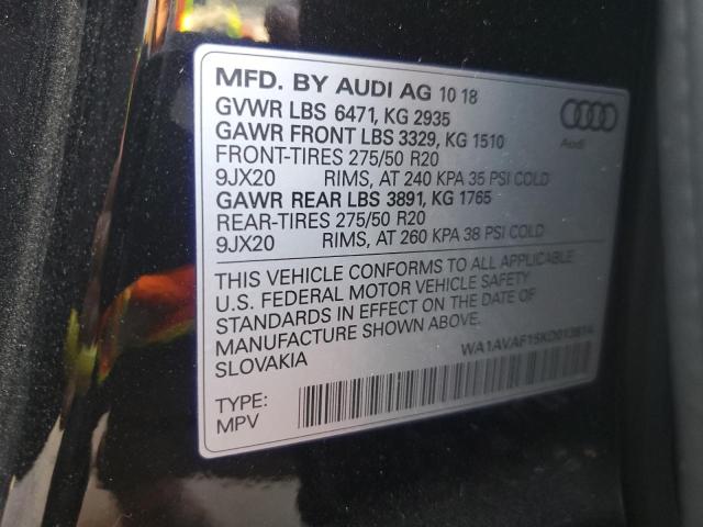 2019 AUDI Q8 PREMIUM WA1AVAF15KD013814