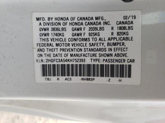 2019 HONDA CIVIC SI/S 2HGFC3A54KH752393