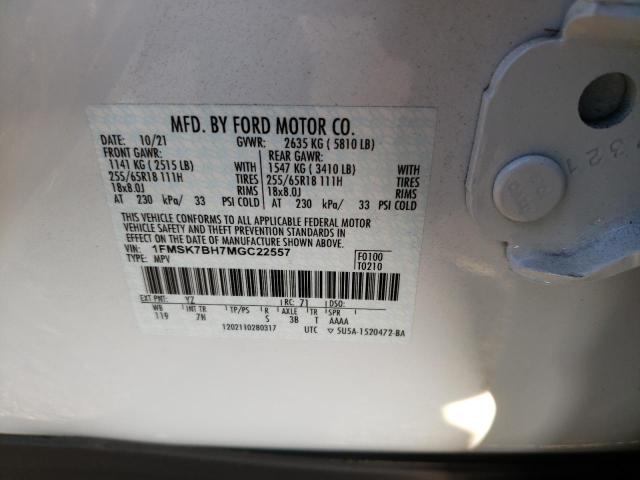 1FMSK7BH7MGC22557 Ford EXPLORER