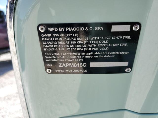 2022 PIAGGIO SCOOTER ZAPM818GXN5905694