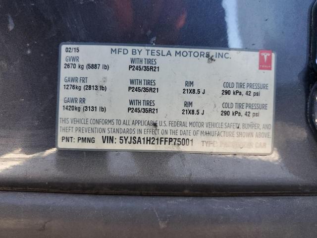 2015 TESLA MODEL S 85 5YJSA1H21FFP75001