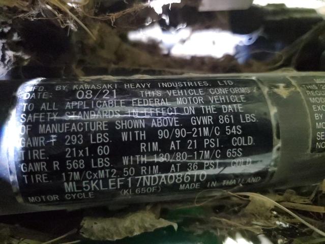 2022 KAWASAKI KL650 F ML5KLEF17NDA08610