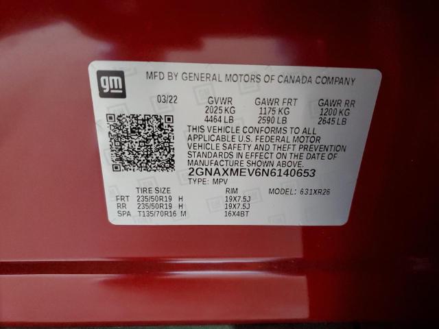 2022 CHEVROLET EQUINOX RS 2GNAXMEV6N6140653