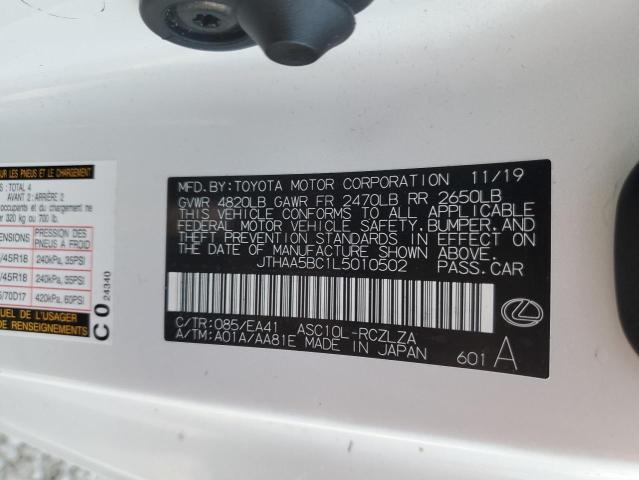 2020 LEXUS RC 300 BAS JTHAA5BC1L5010502
