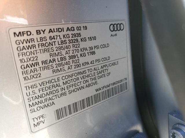 2019 AUDI Q8 PRESTIG WA1FVAF16KD028179